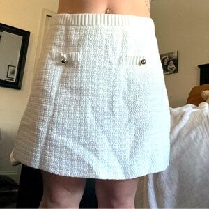 Cream Cotton Sweater Skirt (M)